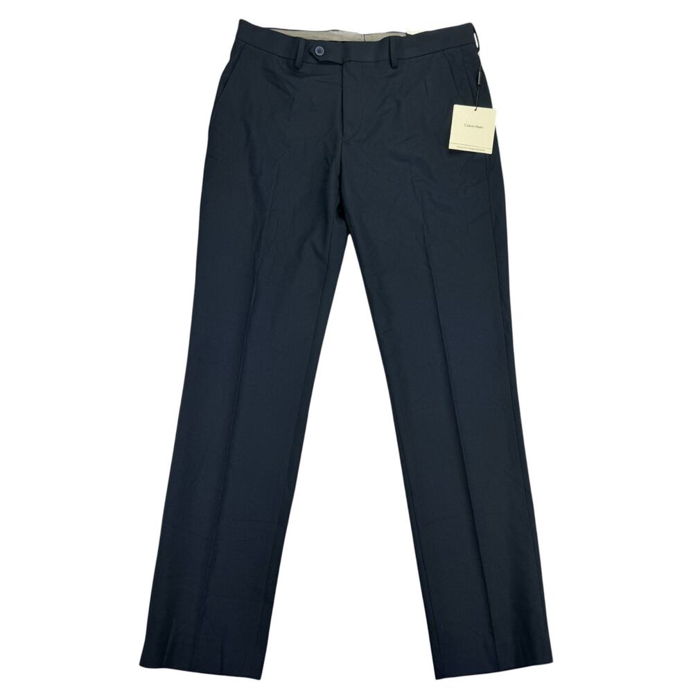 Calvin Klein Mens Infinite Stretch Skinny Fit Solid Dress Pants Navy Blue 32x30